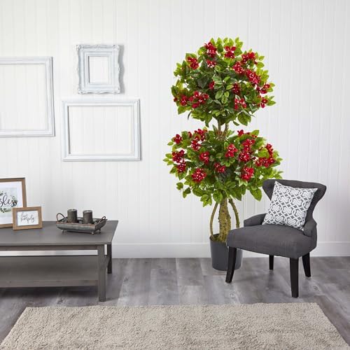 Nearly Natural 4ft Double Bougainvillea Artificial Topiary Tree