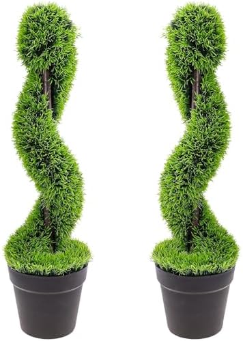 2pcs Artificial Spiral Topiary Cedar Trees for Home and Yard