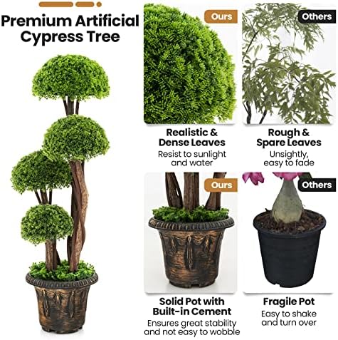Goplus Artificial Cypress Topiary Ball Tree 2 Pack 3 Ft