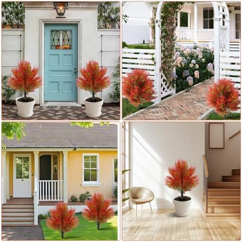 Artificial Topiary Ball Trees 2 Pack 28 Inches UV Resistant