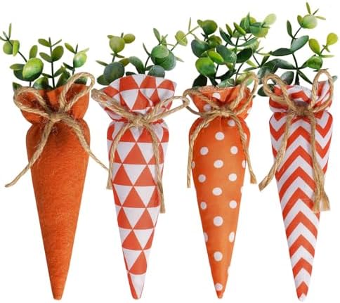 BEIJIALY 4 Pack Easter Fabric Carrots for DIY Decor