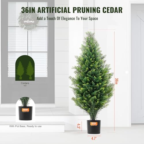 VEVOR Artificial Cedar Topiary Tree 36 Inch 2 Pack