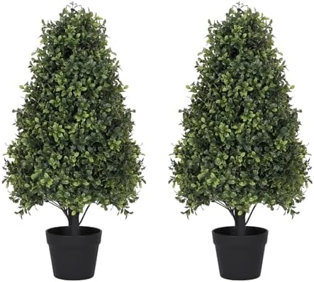 Azoco 30 Inch Artificial Boxwood Topiary Trees Set of 2
