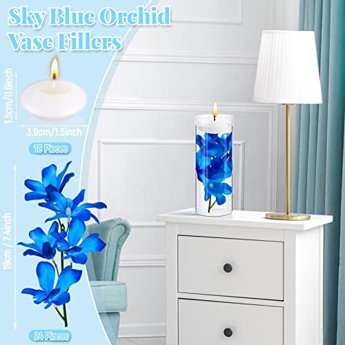 Hanaive 42 Pcs Blue Orchids Artificial Flower Vase Fillers