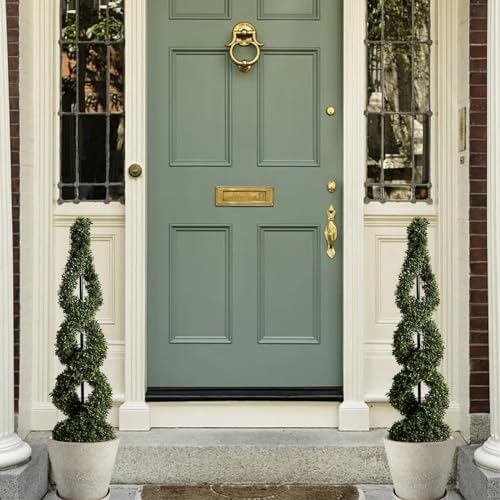 46 Inch Double Spiral Artificial Boxwood Topiary Trees Set of 2