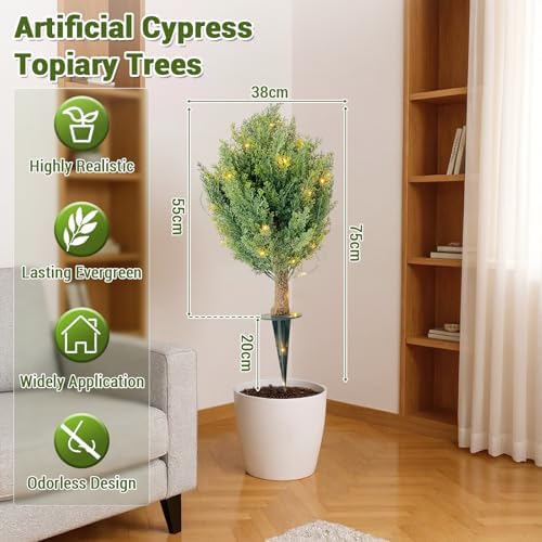 GarveeHome Artificial Cypress Shrub Trees 2 Pack