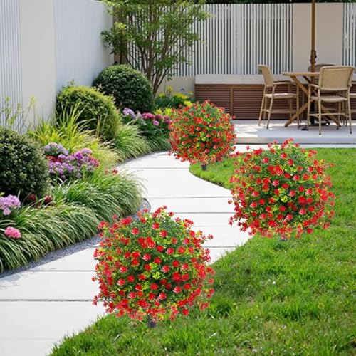 YUGYUM Artificial Topiary Boxwood Rose Balls 23 Set of 2