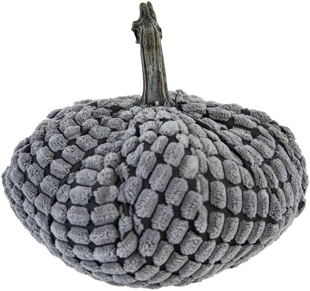 Farmhouse Weighted Pumpkins Set of 2 Gray Chenille Fall Decor