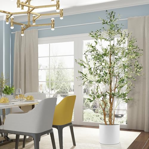 OXLLXO 82ft Artificial Olive Tree with Plastic Pot