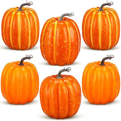 VioraWhite 6 Pcs Artificial Pumpkins Fall Decor