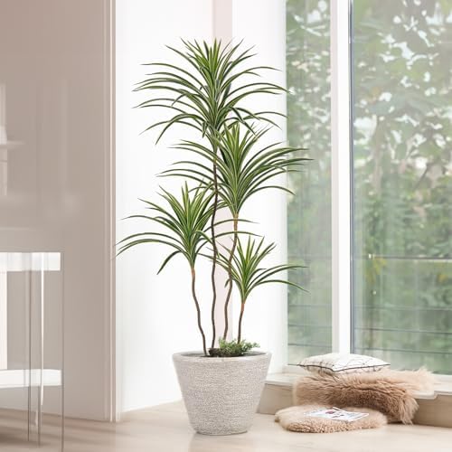 YEPDIN Artificial Dracaena Plant 4 Ft Indoor Fake Tree in Pot