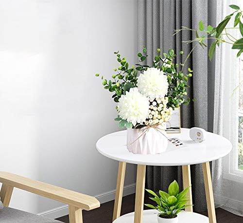 LADADA Artificial Hydrangea and Eucalyptus Fake Plant in White Ceramic Vase