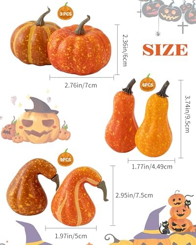 18PCS Artificial Fall Pumpkins Decor Set