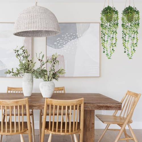 Nisoger Artificial Hanging Plant with Woven Basket 2 Pack