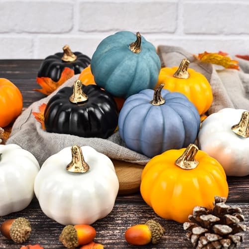 12Pcs Mini Halloween Pumpkins Artificial Decor Set