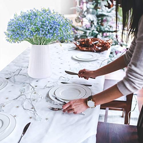 LYLYFAN Babys Breath Artificial Flowers 12Pcs Blue Gypsophila Wedding Decoration