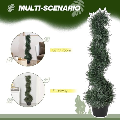 Outsunny 3FT Artificial Cedar Tree Spiral Topiary Faux Plant