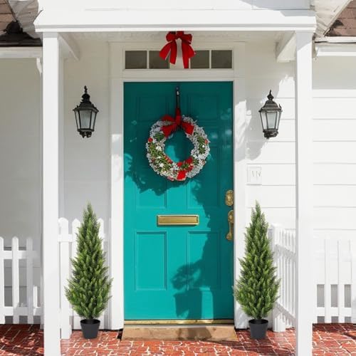 4FT Artificial Cedar Topiary Trees Set of 2