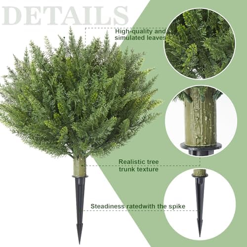 Set of 2 Artificial Cypress Topiary with Metal Spike