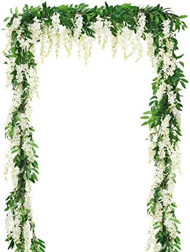 DearHouse 2Pcs 6Ft Artificial Wisteria Garland White