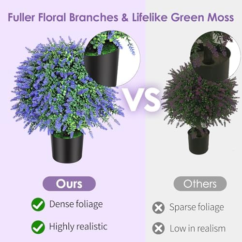 216 Inch Artificial Lavender Topiary Trees Set of 2