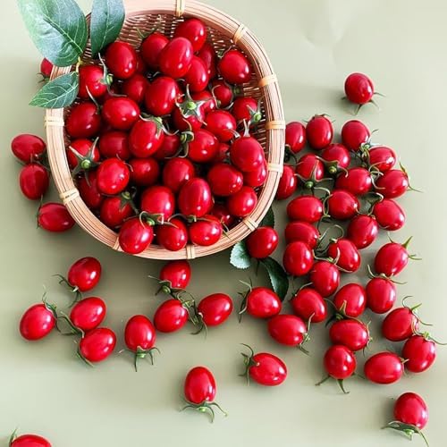Lovmeety 30Pcs Artificial Cherry Tomatoes for Decor and Photography