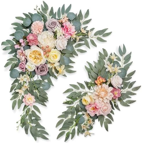 BMQDSM Faux Flowers Wedding Arch Kit Dark Pink