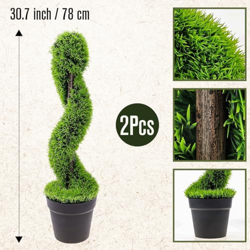 2pcs Artificial Spiral Topiary Cedar Trees for Home and Yard