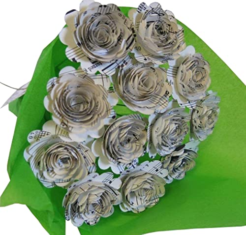 Scalloped Sheet Music Paper Roses for Wedding Centerpiece