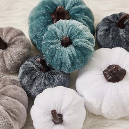 12Pcs Velvet Pumpkin Halloween Decorations Assorted 1