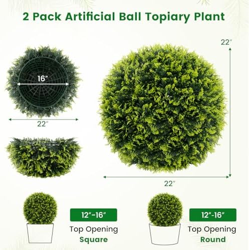 Goplus 22 Inch Artificial Cedar Topiary Ball Set