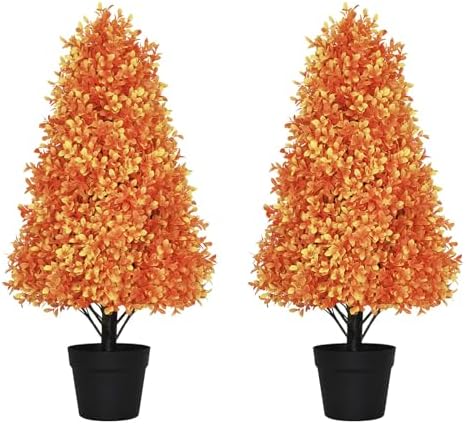 30 Inch Fall Boxwood Topiary Artificial Outdoor Set of 2