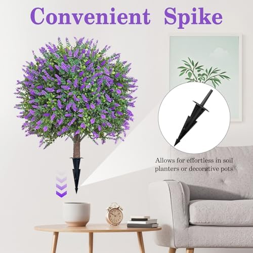 Artificial Lavender Topiary Tree - 236 Inch UV Resistant Fake Plant Purple