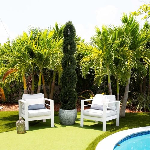 Nearly Natural 8ft Double Pond Cypress Spiral Topiary UV Resistant