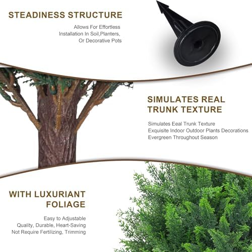 21 Inch Artificial Cedar Topiary Ball Trees Set of 2 with Ground Spike