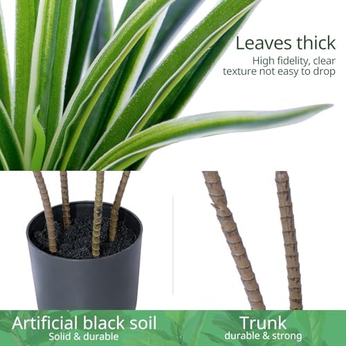 YEPDIN Artificial Dracaena Plant 4 Ft Indoor Fake Tree in Pot