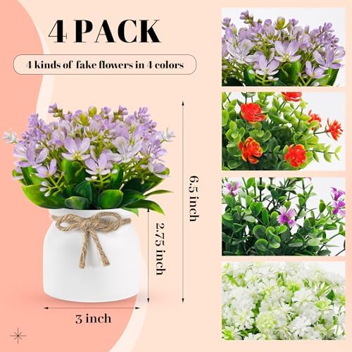 Der Rose 4 Pack Artificial Plants Indoor Decor