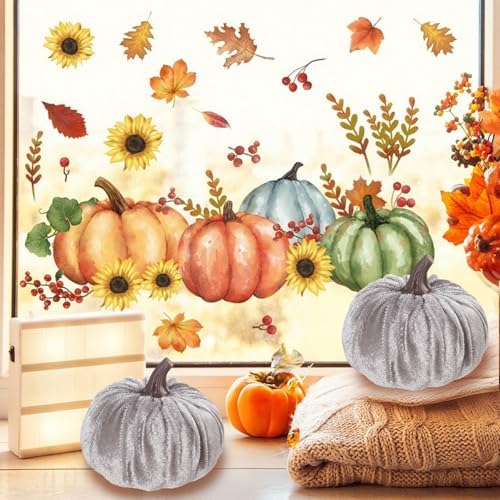 5PCS Velvet Pumpkins Decor Set - Autumn Home Kitchen Decor