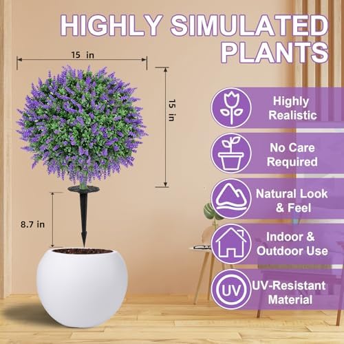 Artificial Boxwood Topiary Balls with Lavender Set of 2