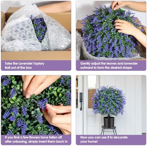 216 Inch Artificial Lavender Topiary Trees Set of 2