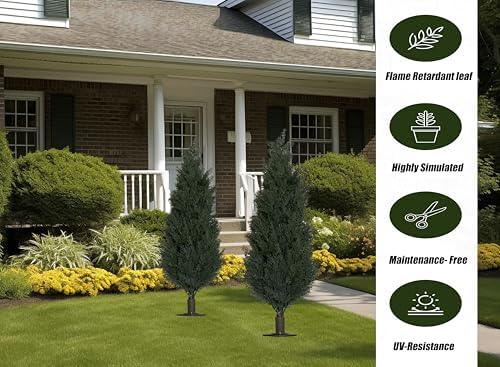 47 Inch Artificial Cypress Topiary Set of 2 with Spike