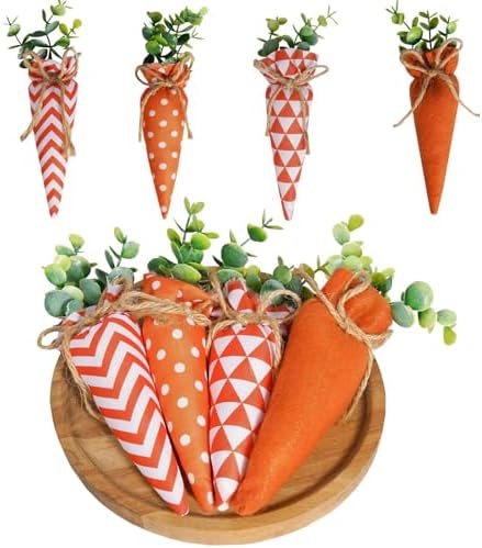 BEIJIALY 4 Pack Easter Fabric Carrots for DIY Decor