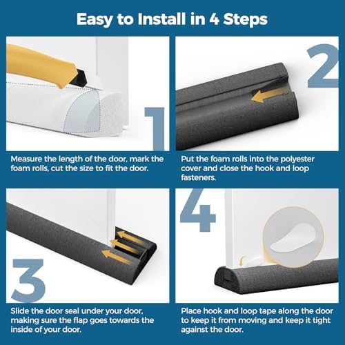 Adjustable Door Draft Stopper 36 Inch Black