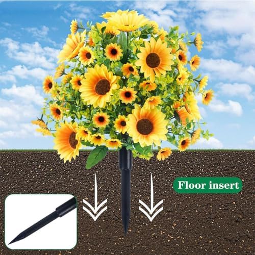 21 Inch Sunflower Artificial Topiary Tree Outdoor Decor