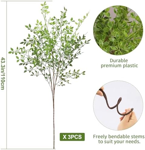 3PCS Artificial Nandina Stems for Vase Decor 433 Inch