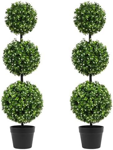 LUWENER 3FT Artificial Boxwood Topiary Set