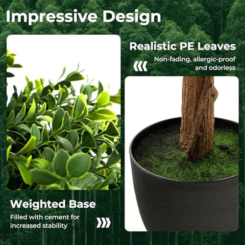Goplus 40 Inch Artificial Boxwood Topiary Ball Tree