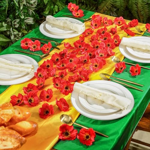 Zeyune 60 Pcs Artificial Red Poppy Flowers 315 Inch
