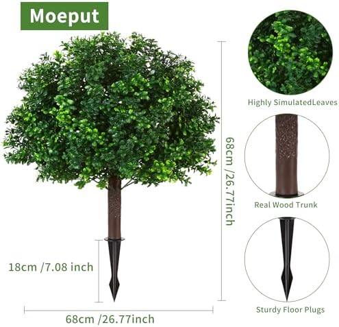 Moeput Artificial Boxwood Topiary Ball Trees Set of 2