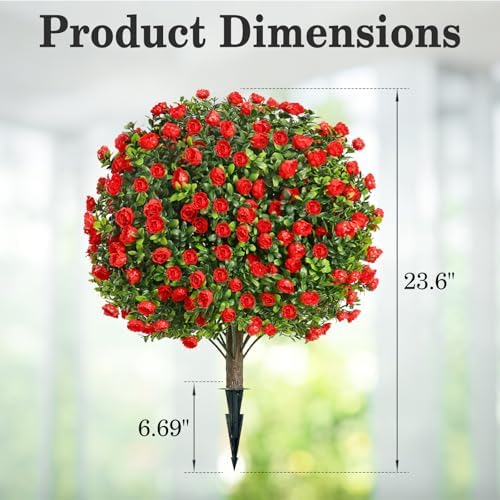 Artificial Rose Topiary with Ground Spikes UV Resistant 236 Inch